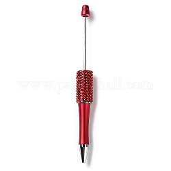 Perlenstifte aus Kunststoff und Eisen, Kugelschreiber, mit Strass, für diy personalisierten Stift mit Schmuckperle, Purpur, 145x14.5 mm