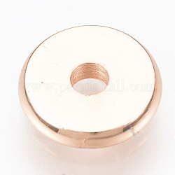 Latón entrepieza de abalorios, disco, oro rosa, 8x1.5mm, agujero: 2 mm