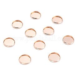 304 cabochon bases de acero inoxidable, tazas de bisel de borde liso, plano y redondo, oro rosa, Bandeja de 14x2 mm: 12 mm