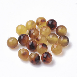 Perles d'acétate de cellulose (résine), ronde, verge d'or noir, 8mm, Trou: 1.5mm