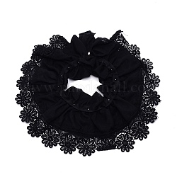 Col en mousseline fleuri brodé, encolure garniture vêtements couture bord appliqué, avec des perles en plastique imitation perles, noir, 580x157x10mm, diamètre intérieur: 125 mm