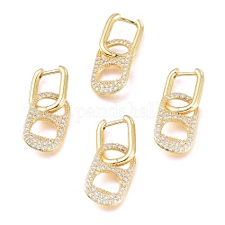 Soda Pull Tab Earrings, Brass Micro Pave Clear Cubic Zirconia Huggie Hoop Earrings, Long-Lasting Plated, Oval, Real 18K Gold Plated, 34mm, Pin: 1mm