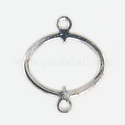 Oval Linking Rings Brass Filigree Joiners, Nickel Free, Platinum, 15x13x0.3mm, Hole: 1mm