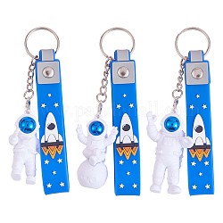 3 pièces astronaute porte-clés mignon espace porte-clés pour sac à dos portefeuille voiture porte-clés décoration enfants espace fête faveurs, bleu, 21.5 cm