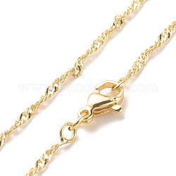 Collar de cadenas de singapur de latón para mujer, sin plomo y cadmio, real 18k chapado en oro, 17.91 pulgada (45.5 cm)
