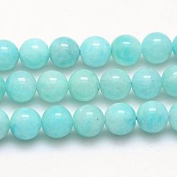 Chapelets de perles en amazonite naturelle, AA grade, teinte, ronde, turquoise, 8mm, Trou: 1mm