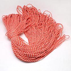 Cuerdas de poliéster & spandex, 1 núcleo interno, rojo naranja, 2mm, alrededor de 109.36 yarda (100 m) / paquete