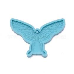 DIY Silicone Jewelry Molds, Resin Casting Molds, for UV Resin & Epoxy Resin Jewelry Making, Wing, Deep Sky Blue, 54x74.5x5.5mm, Hole: 2.6mm, Inner Diameter: 29.5x69mm
