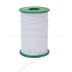 Cordon élastique rond, avec extérieur en polyester et intérieur en caoutchouc, blanc, 0.5mm, environ 380~400 m / bibone 