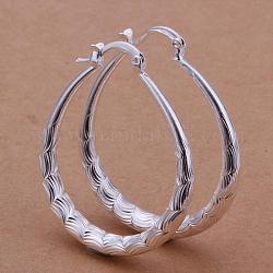 Grandi orecchini da donna a goccia in ottone placcato color argento, Orecchini a cerchio, 39x32mm