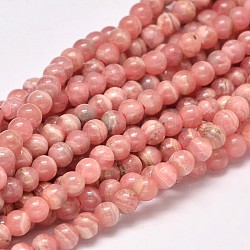 Runde natürliche rhodochrosite Perlenstränge, 4 mm, Bohrung: 1 mm, ca. 98 Stk. / Strang, 15.5 Zoll