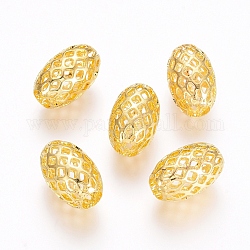 Gestell Messing filigranen Perlen, hohl, Oval, golden, 12x8 mm, Bohrung: 3.5 mm