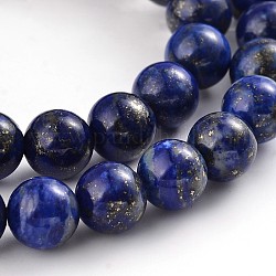 Lapis lazuli naturales hebras de perlas redondas, teñido, 8mm, agujero: 1 mm, aproximamente 49 pcs / cadena, 15.5 pulgada