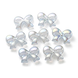 Placage uv perles acryliques transparentes lumineuses, brillent dans le noir, bowknot, turquoise pale, 28.5x37.5x12mm, Trou: 3.5mm