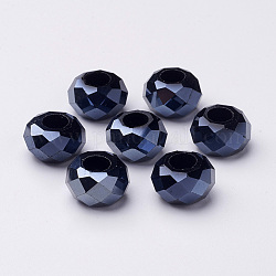 I branelli europei di cristallo fatto a mano, perline con foro grande, imitazione austriaco, rondelle, nero, circa14 mm di diametro, 8 mm di spessore, Foro: 5 mm