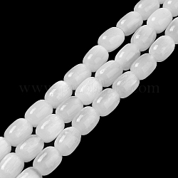Brins de perles de sélénite naturelles, tambour, blanc, 12x8mm, Trou: 1mm, Environ 32 pcs/chapelet, 15.51~15.55 pouce (39.4~39.5 cm)