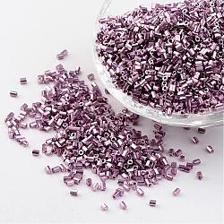 11/0 Medium Purple Dyed Electroplate Glass Two Cut Iris Round Seed Beads, Hexagon, 1.8~2.3mm, Hole: 0.6mm, about 3306pcs/50g