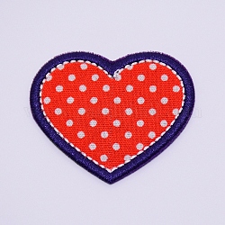 Tissu de broderie informatisé fer/coudre sur les patchs, accessoires de costumes, appliques, coeur avec point, rouge, 37x43x1mm