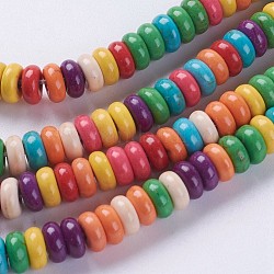 Filo di perline turchesi sintetici, rondelle, tinto, colore misto, 6x2.5mm, Foro: 1 mm, circa 140pcs/filo, circa 15 pollice