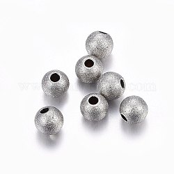 304 текстурированные шарики из нержавеющей стали, круглые, цвет нержавеющей стали, 5x4.5 мм, отверстие : 1.5 мм