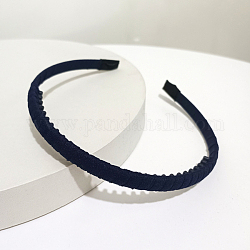 Fornituras para el cabello fornituras de banda de pelo de plástico liso, con tela cubierta y dientes, azul oscuro, 140x120mm