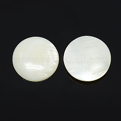 Un demi-rond / dôme coquille d'eau douce cabochon, blanc, 20x3~4mm