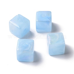 Perline acrilico opaco, Glitter perline, cubo, cielo azzurro, 13x13.5x13.5mm, Foro: 3 mm, 180pcs/500g