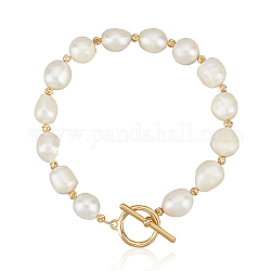 Bracelet en perles naturelles anattasoul avec fermoir en laiton pour femme, blanc antique, 7-7/8 pouce (20.1 cm), 1pc / boîte