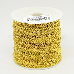 Iron Twisted Chains, Unwelded, Polished, with Spool, Golden, 3.5x2.5x0.7mm, about 100m/roll
