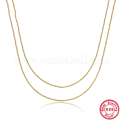 925 collane doppio strato in argento sterling, collane di catene portacavi, oro, 19.69 pollice (50 cm)