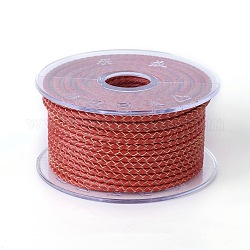 Cordón trenzado de cuero, cable de la joya de cuero, material de toma de diy joyas, piel roja, 3mm, alrededor de 10.93 yarda (10 m) / rollo