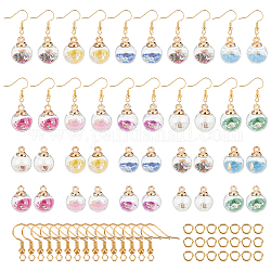 SUNNYCLUE 1 Box 20pcs 16mm Glass Ball Charms Crystal Glass Globe Earrings with Shining Stars Earring Making Starter Kit for Earring Necklace Making Craft Supplies Adults Women,Mixed Color