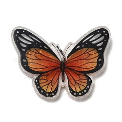 Opaque Acrylic Pendants, with Platinum Iron Jump Ring, Butterfly Charms, Chocolate, 26.8x36.2x4mm, Hole: 5.2mm