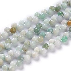 Chapelets de perles naturelles de jade du Myanmar/jade de Birmanie, top foré, facette, larme, 4~5mm, Trou: 0.9mm, Environ 88 pcs/chapelet, 16.54 pouce (42 cm)