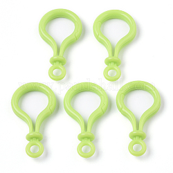 Opaque Solid Color Bulb Shaped Plastic Push Gate Snap Keychain Clasp Findings, Green Yellow, 57.5x32x12mm, Hole: 6mm