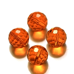 Имитация австрийских кристаллов, класс AAA, граненый (128 грань), круглые, оранжево-красный, 10 мм, отверстие : 0.9~1 мм
