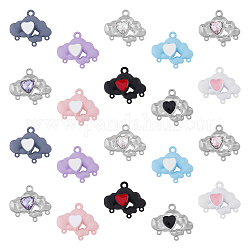 SUPERFINDINGS 20Pcs 10 Styles Alloy Chandelier Component Links, Cloud with Heart, Mixed Color, 18.5~19x21x4.5~5mm, Hole: 1.8mm,  2pcs/style