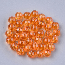 Perle di plastica trasparente, tondo, arancione scuro, 6x5.5mm, Foro: 1.8 mm, circa 5000pcs/500g