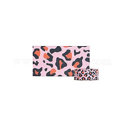 Cinta de grosgrain de poliéster de soltero-cara, estampado de leopardo, rosa, 1-1/2 pulgada (38 mm)
