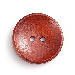 Натуральные деревянные пуговицы, 2-луночное, окрашенные, плоско-круглые, огнеупорный кирпич, 25x4 мм, отверстие : 2 мм
