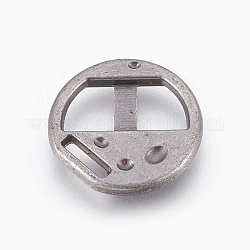 Alloy Clasps, For Leather Cord Bracelets Making, Flat Round, Antique Silver, 17x2mm, Fit for 6mm wide Leather Cord