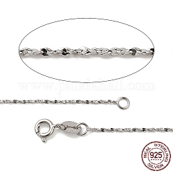 Trendy Rhodium Plated 925 Sterling Silver Chain Necklaces, with Spring Ring Clasps, Thin Chain, Platinum, 18 inch, 1mm