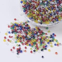 Runde Saatperlen, trans. Farben lustlos, Runde, Mischfarbe, 4 mm, Bohrung: 1.5 mm, ca. 4500 Stk. / Pfund