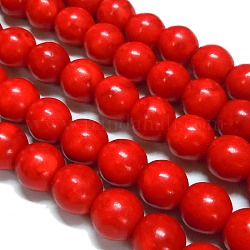 Perlas de howlita sintética, teñido, redondo, rojo, 12mm, agujero: 1 mm, aproximamente 450 PC / kg