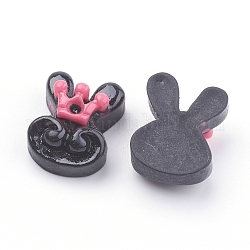 Colorful Resin Cabochons, Rabbit, Black, Size: about 12mm long, 9mm wide, 6mm thick
