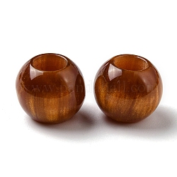 Perles européennes en alliage, perles à gros trous avec de la poudre de paillettes, ronde, brun, 13.5x13mm, Trou: 4mm