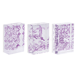 Fingerinspire Acryl & Stempel, für DIY Craft Card Scrapbooking Lieferungen, Rechteck mit Muster, antik weiß, 60x40x22 mm, 3 Stile, 1pc / style, 3 Stück / Set