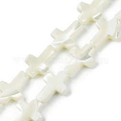 Natural Trochid Shell/Trochus Shell Beads Strands, Cross, Seashell Color, 20~20.5x15x4mm, Hole: 0.6mm, about 20pcs/strand, 15.87''(40.3cm)