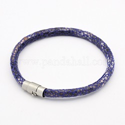 Mixed Imitation Leather Cord Bracelets Making, with Brass Magnetic Clasps, Slate Blue, 195x5mm