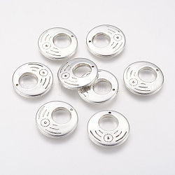 Пластмассовые подвески ccb, плоско-круглые, античное серебро, 30x5 мм, отверстие : 1 мм